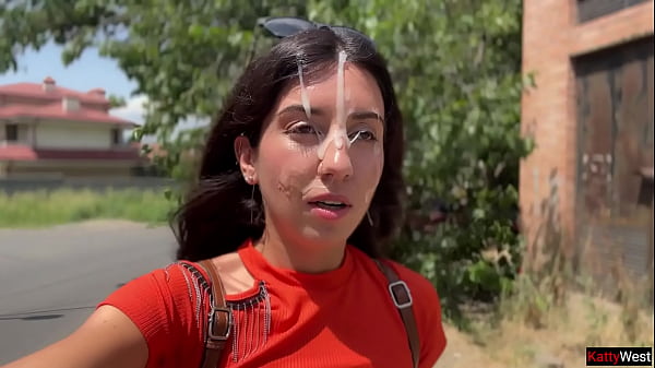Public Blowjob in the Bushes with Stranger and Crazy Cumwalk Covered in Cum
