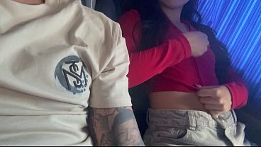Teen Road to jerkoff and fingering pussy with in service bus